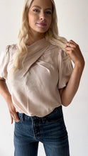 Load image into Gallery viewer, Sleek Neutral Cross Front Blouse