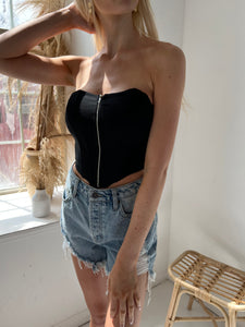 Black Zip Corset Top
