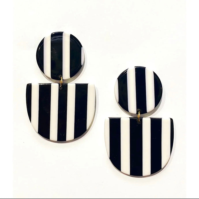 Black White Stripe Earrings