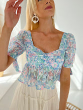 Load image into Gallery viewer, Watercolor Floral Puff Sleeve Top