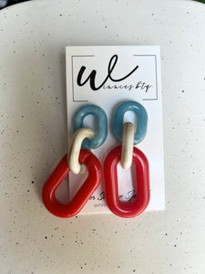 Red White & Blue Link Earrings