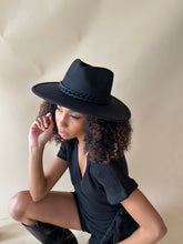 Load image into Gallery viewer, Black Chain Wide Brim Hat