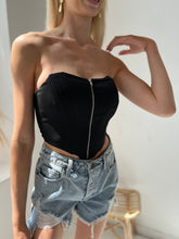 Load image into Gallery viewer, Black Zip Corset Top