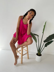 Fuchsia Boho Linen Dress