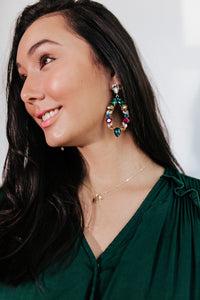 Lucy Multi Color Crystal Oval Earrings