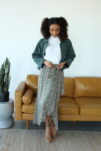 Green Vegan Leather Puffer Jacket