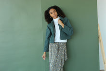 Load image into Gallery viewer, Green Vegan Leather Puffer Jacket
