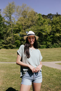 Sage Rolled Sleeve Top