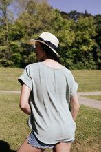 Load image into Gallery viewer, Sage Rolled Sleeve Top