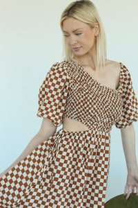 Sofie Brown Check Midi Dress