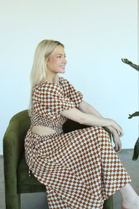 Sofie Brown Check Midi Dress