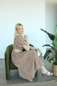 Sofie Brown Check Midi Dress