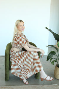 Sofie Brown Check Midi Dress