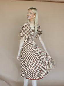 Sofie Brown Check Midi Dress