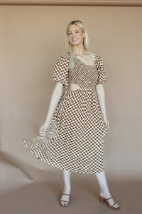 Sofie Brown Check Midi Dress