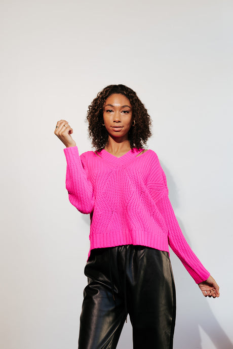 V Cutout Pink Sweater