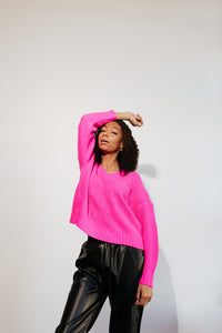 V Cutout Pink Sweater