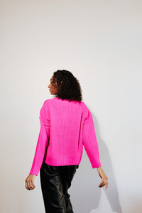 V Cutout Pink Sweater