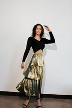 Load image into Gallery viewer, Shimmer Tiered Midi Skirt