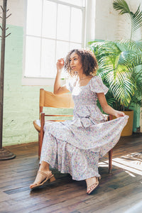 Skylar Blue Floral Tiered Dress