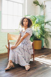 Skylar Blue Floral Tiered Dress