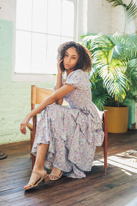 Skylar Blue Floral Tiered Dress