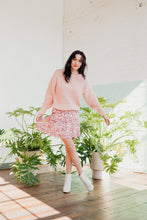Load image into Gallery viewer, Pink Floral Ruffle Mini Skirt