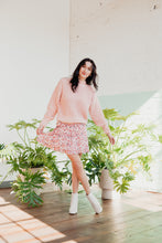 Load image into Gallery viewer, Pink Floral Ruffle Mini Skirt