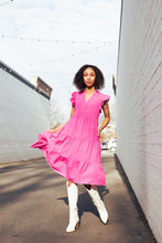 Load image into Gallery viewer, Bliss Fuchsia Flutter Dress