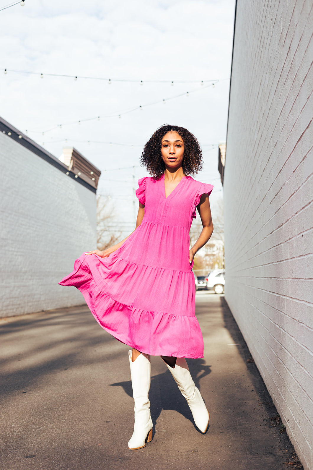 Bliss Fuchsia Flutter Dress