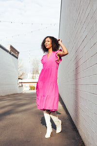 Bliss Fuchsia Flutter Dress