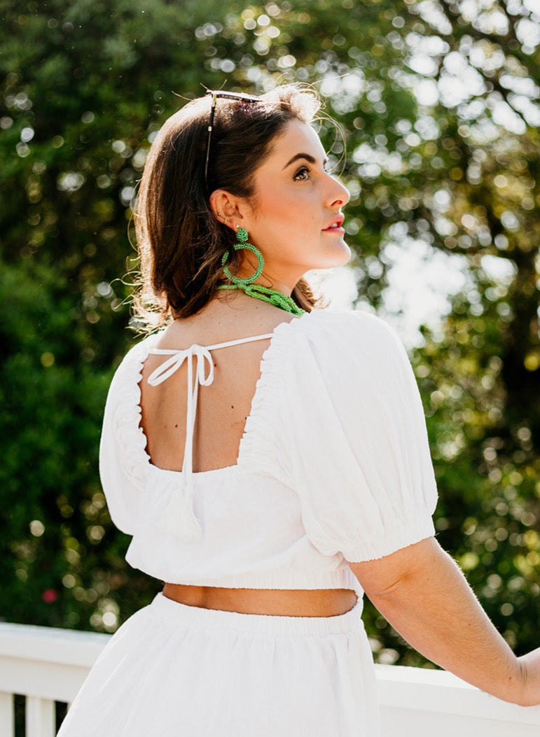 Lime Beaded Hoop Earrings