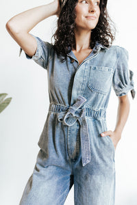 Feminine Utility Denim Jumpsuit