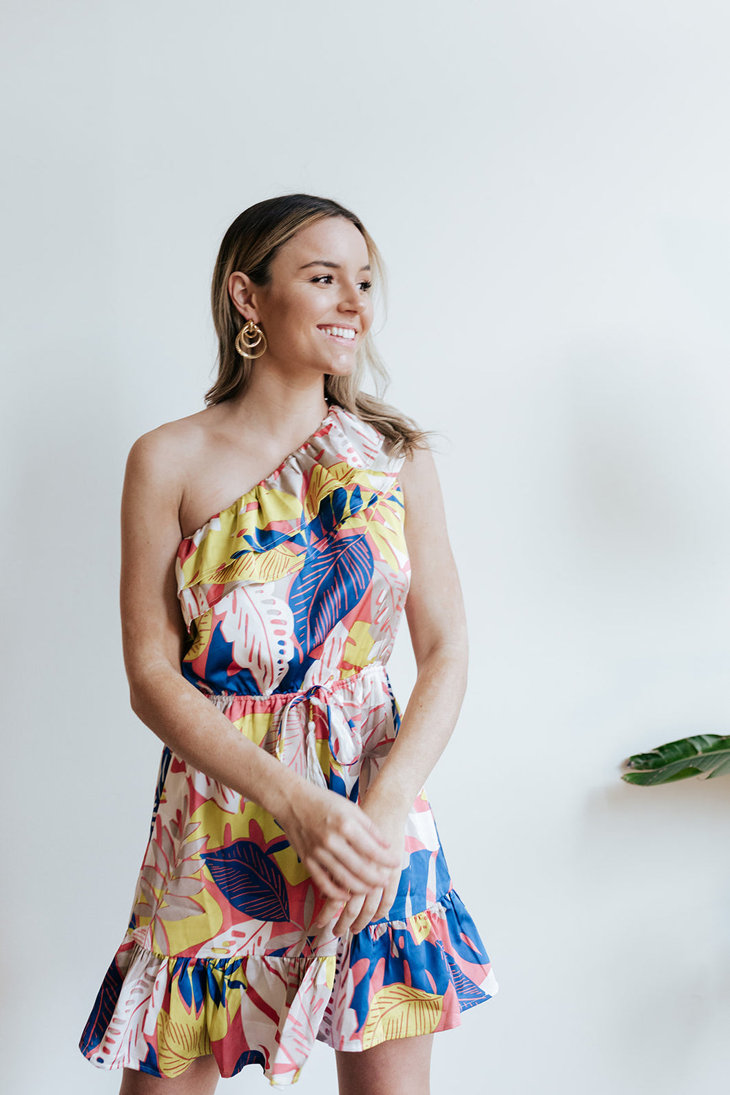 Tropical One Shoulder Dress