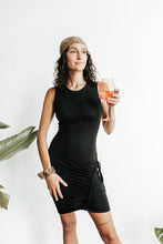 Load image into Gallery viewer, Side Cinch Black Dress
