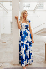 Load image into Gallery viewer, Grecian Blue White Maxi Dress