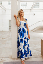 Load image into Gallery viewer, Grecian Blue White Maxi Dress