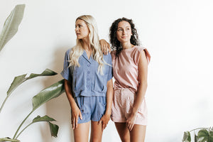 Blue Pocket Button Down Top