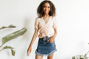 Front Zip Denim Skirt