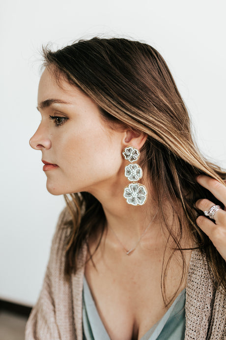 Patricia Sage Bead Flower Earrings