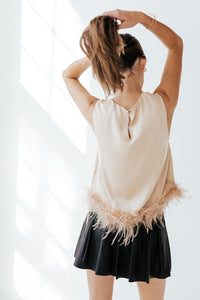 Champagne Feather Top