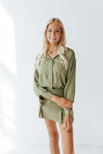 Load image into Gallery viewer, Olive Check Satin Top