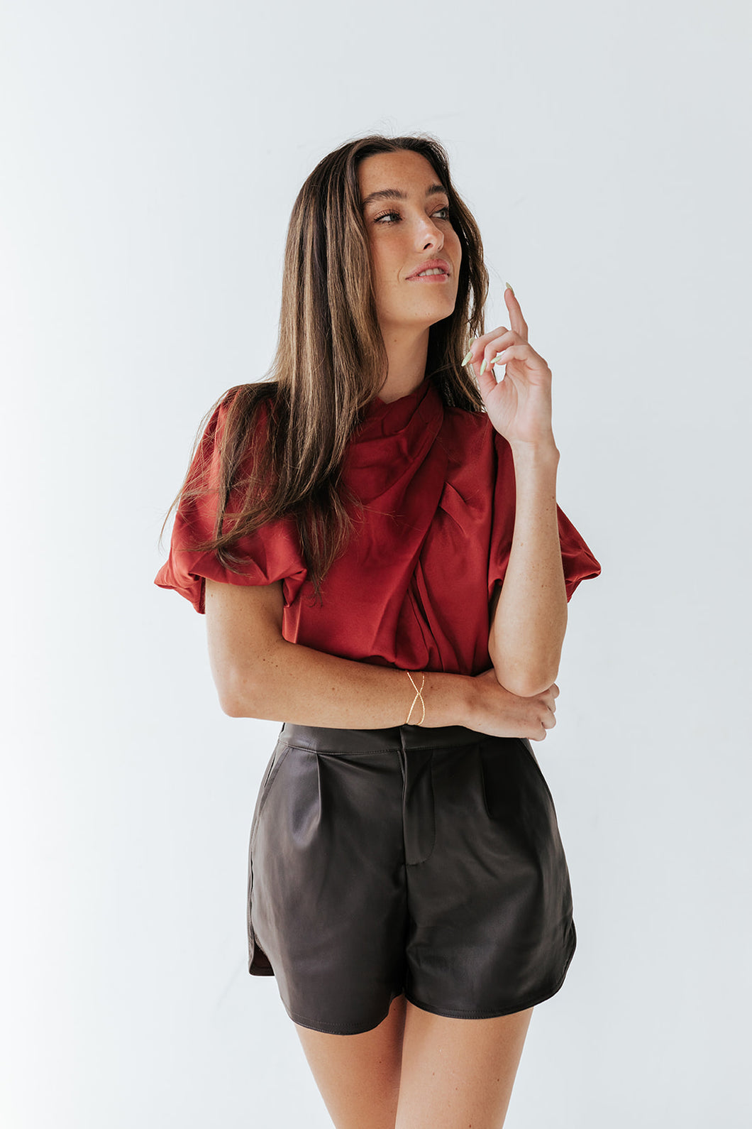 Alejandra Chocolate Leather Shorts