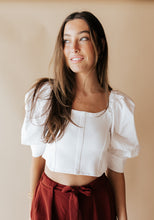 Load image into Gallery viewer, Puff Sleeve Knit Corset Top