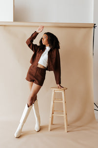 Chocolate High Waist Waffle Shorts