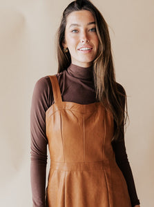 Brown Cinched Turtleneck Top