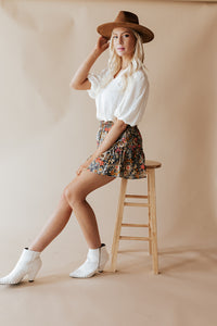 Retro Floral Ruffle Skirt