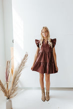 Load image into Gallery viewer, Chocolate Ruffle Leather Dress