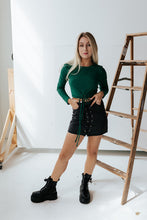 Load image into Gallery viewer, Lace Up Black Denim Skirt