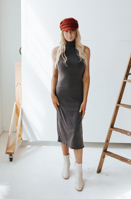 Charcoal Sleeveless Knit Dress